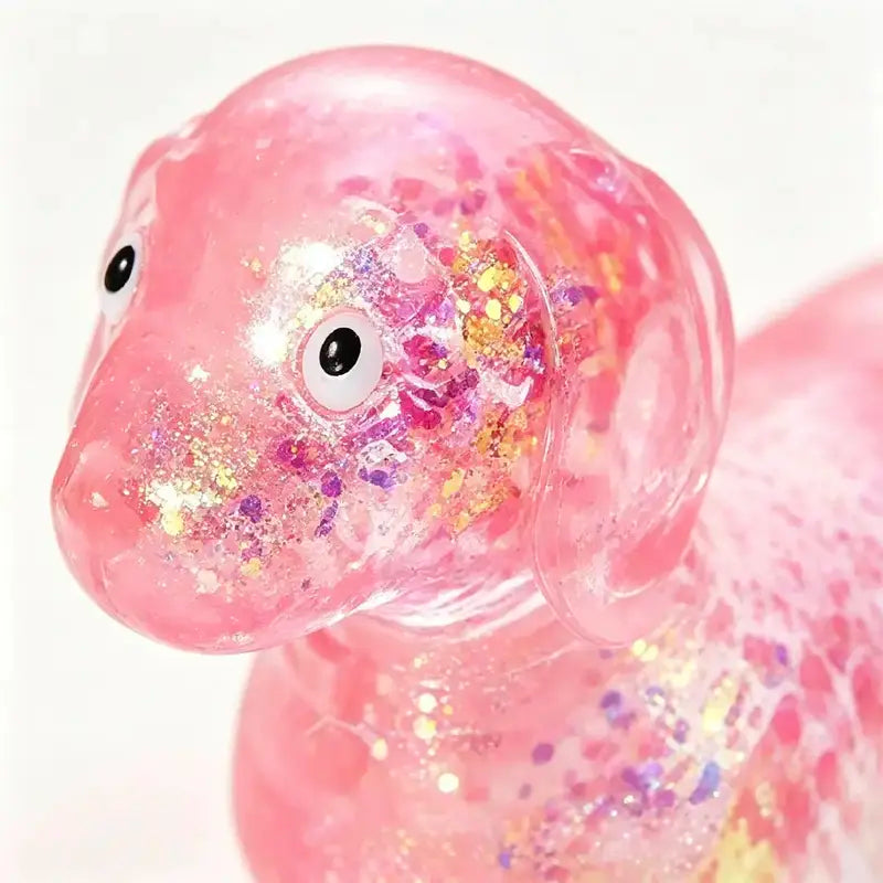 Sparkly Dachshund Squishy Stress Relief Toy – Cute Stretchy Anxiety Fidget for Kids & Adults