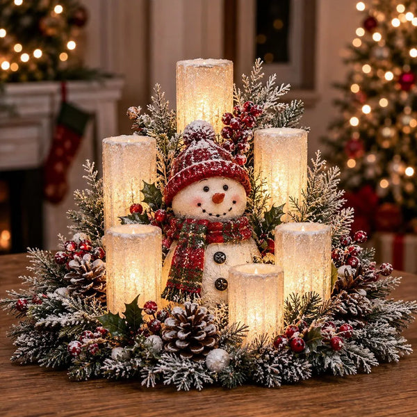 🎁Christmas Lighted Centerpiece With Flameless Candle Glow