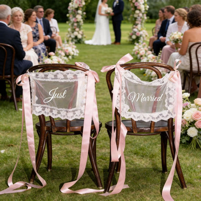 Just Married Chair Signs for Wedding Ceremony 💍✨