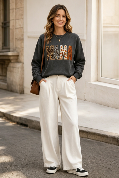 Mama，Spooky Halloween Pumpkin Sweatshirt