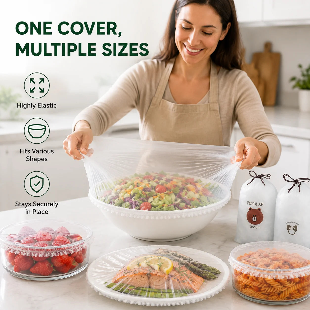 100PCS Stretch Food Covers For Bowls Plates & Containers