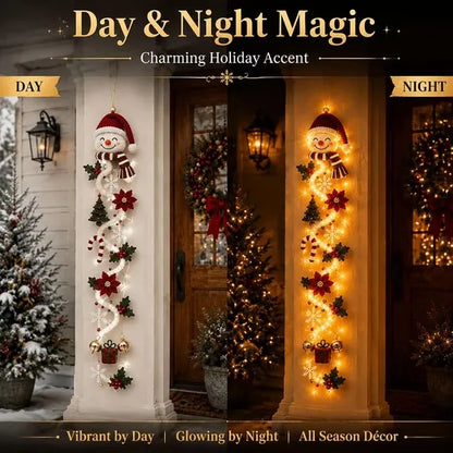 🎁Lighted Christmas Door Hanger – Glowing Santa, Snowman & Reindeer Holiday Wall Decor
