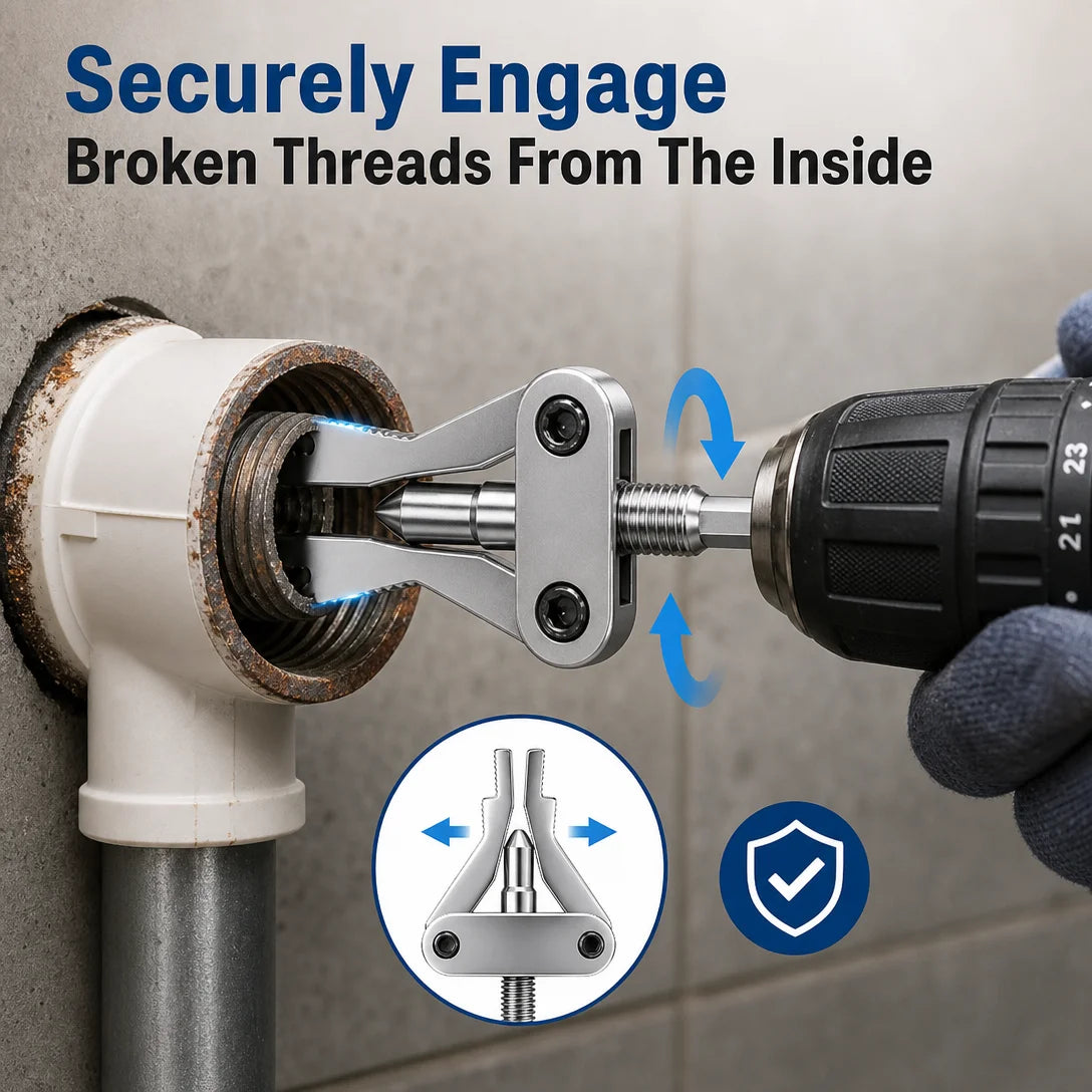 Universal Drill-Driven Broken Pipe Thread Extractor Set