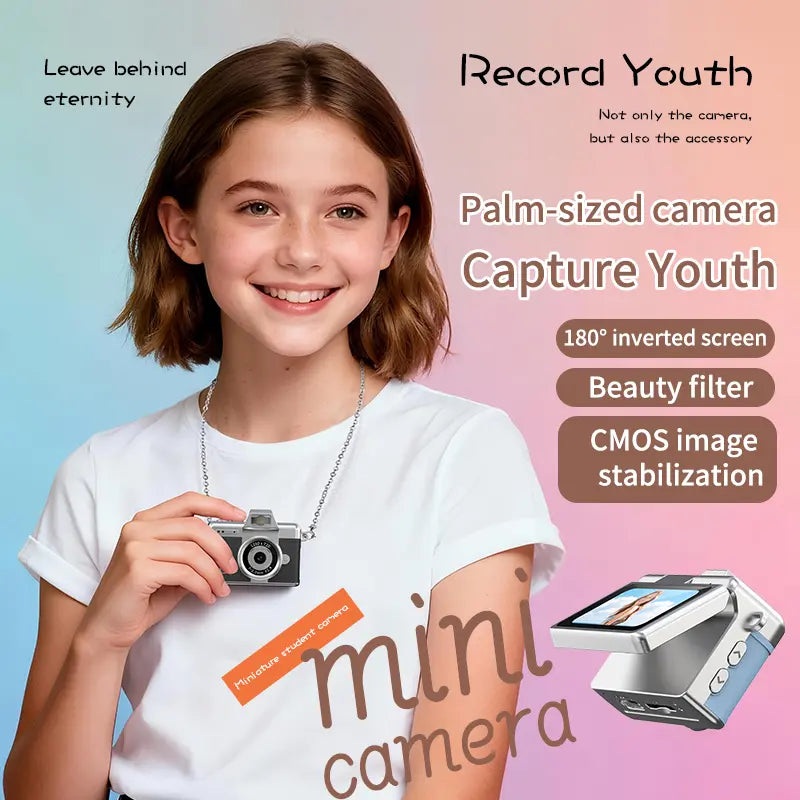 🎁1080P Mini Keychain Digital Camera – Retro Pocket Camera with Flip Screen & Flash, 32GB/64GB Card & Charging Cable Included