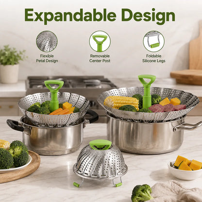 Expandable Stainless Steel Folding Steamer Basket