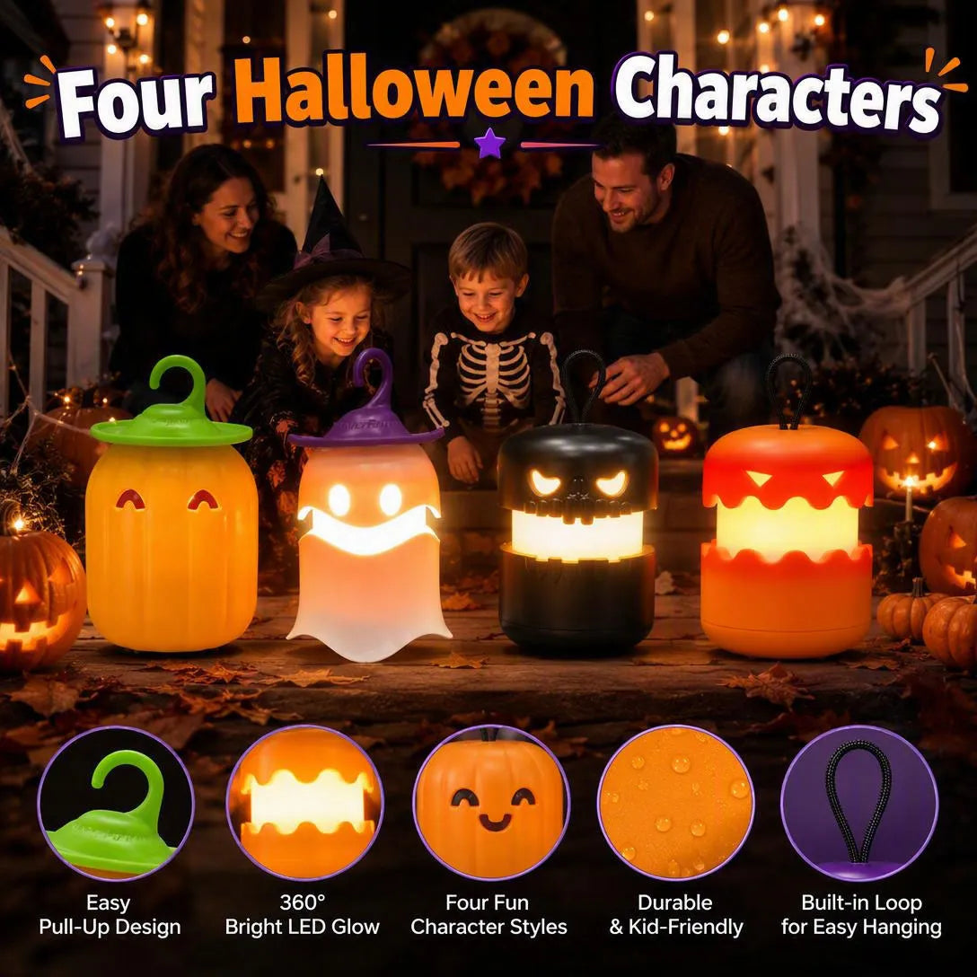 Pull-Up Halloween Lanterns With Fun LED Character Designs
