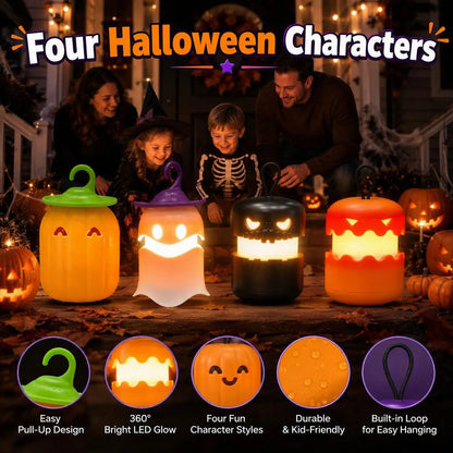 Pull-Up Halloween Lanterns With Fun LED Character Designs