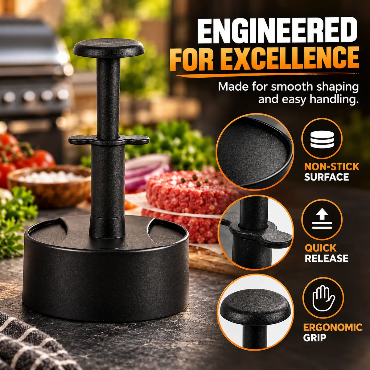 🎁Hamburger Patty Maker with Press Handle – Easy Burger Mold