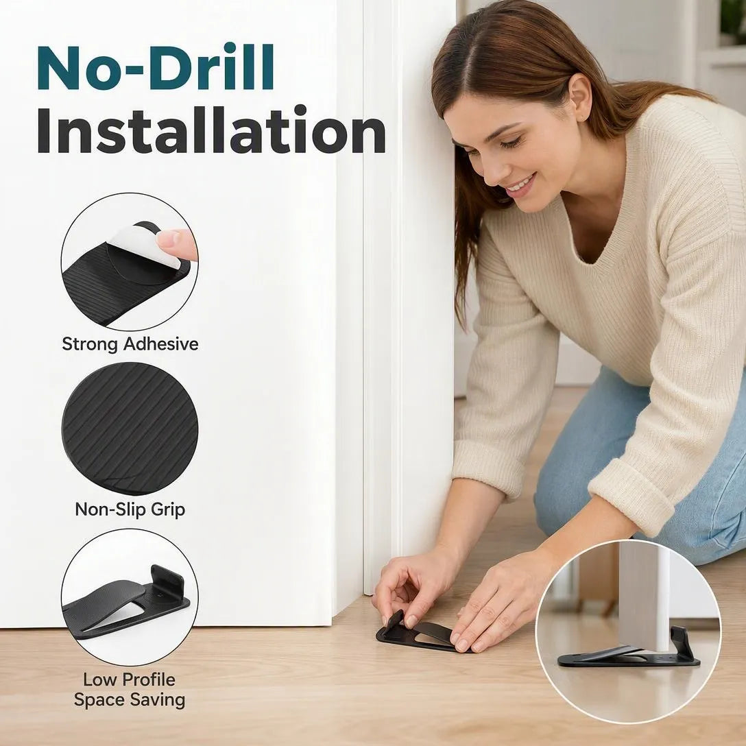 No-Drill Door Stopper For Secure Everyday Door Control