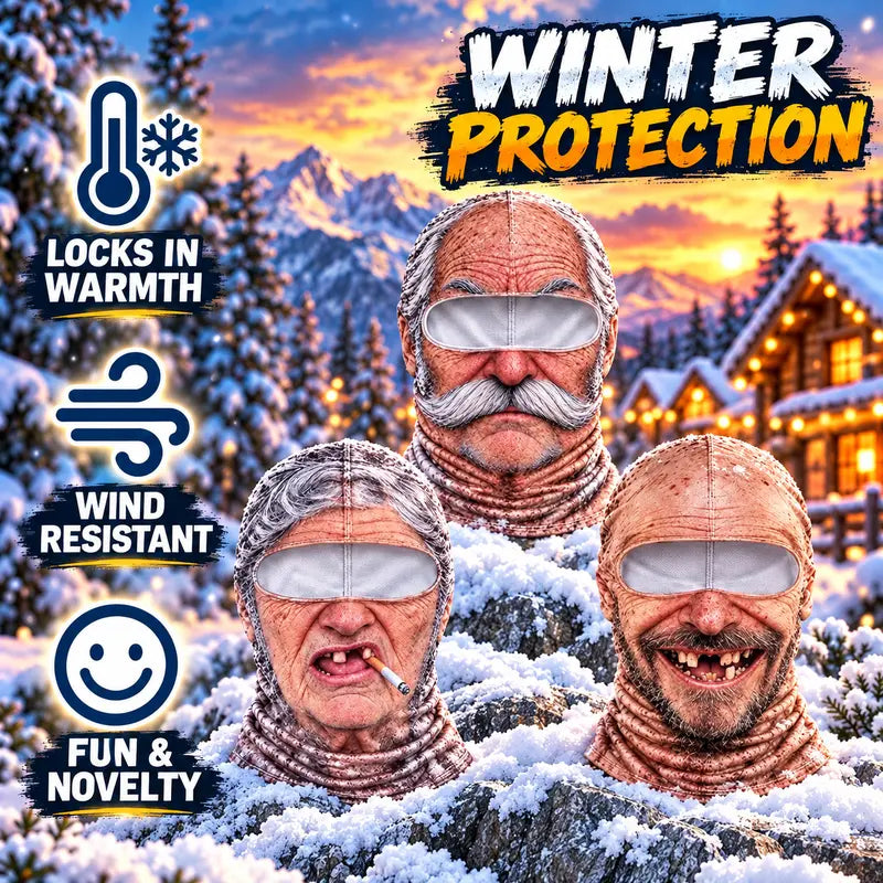 🎁Funny Old Man Face Balaclava – Warm Wind-Resistant Winter Ski Mask