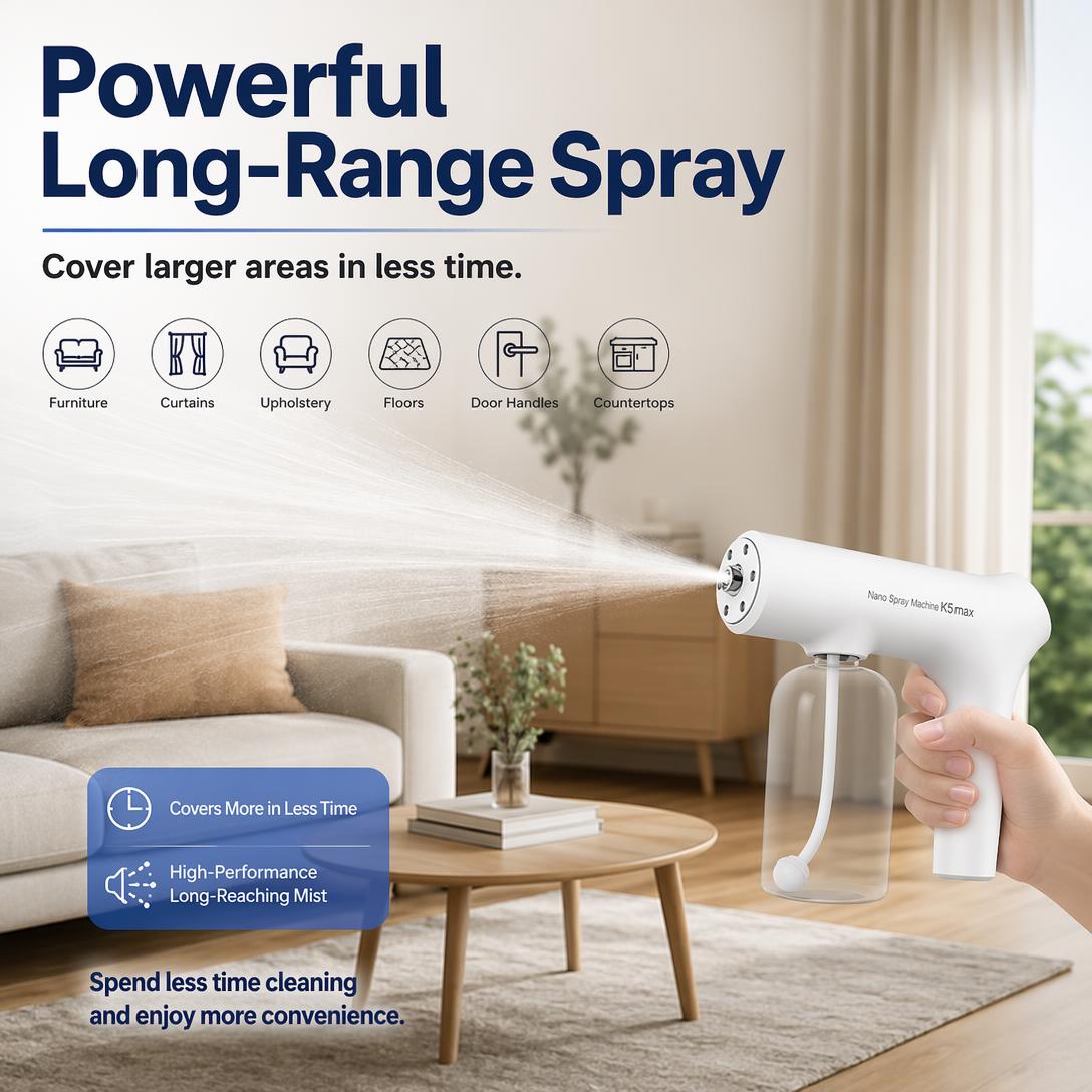 Portable Nano Mist Sprayer – Rechargeable Fine Mist Spray Gun with 380ml Large Capacity & USB-C Charging