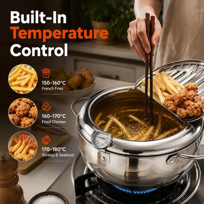 304 Stainless Steel Deep Fryer Pot With Thermometer