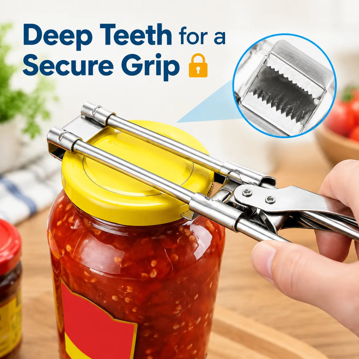 🎁Adjustable Stainless Steel Jar Opener – Easy-Grip Lid & Bottle Opener