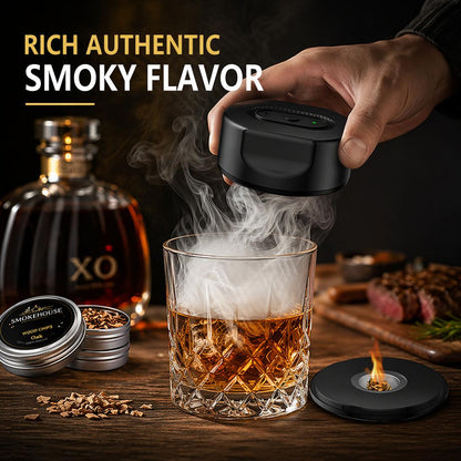 Electric Cocktail Smoker Kit – Rechargeable Whiskey Smoker with 6 Wood Chip Flavors