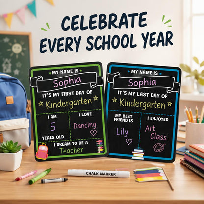 Reusable First Day School Chalkboard Sign Set (10 × 12 in )