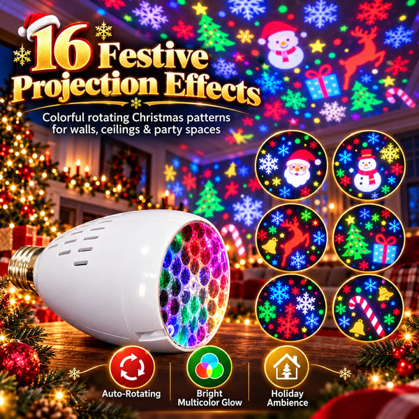 🎁E27 Rotating Christmas Snowflake Projector Light Bulb