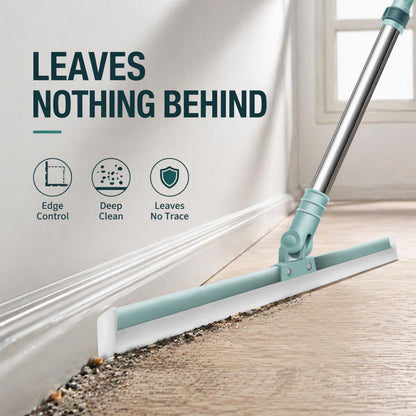 Multi-Surface Rubber Floor Sweeper with Extendable Handle – Removes Dust, Pet Hair & Water