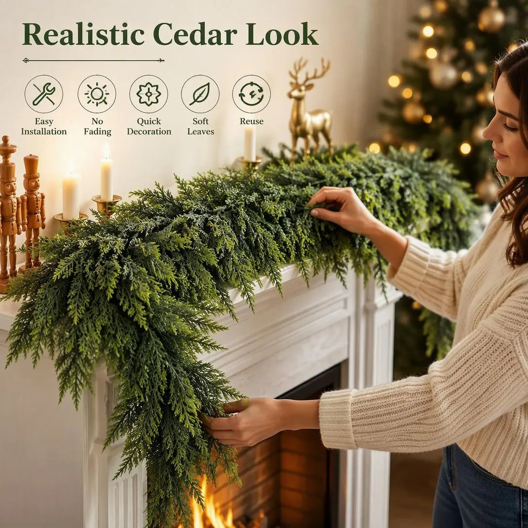 Lush Christmas Cedar Garland For Festive Holiday Decor