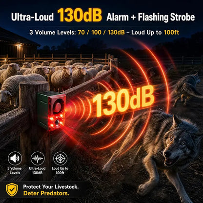 🎁Solar Motion Sensor Alarm with 130dB Siren, Flashing Light & Custom Recording