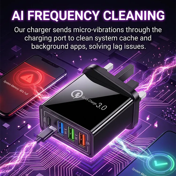 ⚡ 4-Port Quick Charge 3.0 Charger – Power 4 Devices Fast, All from One Outlet