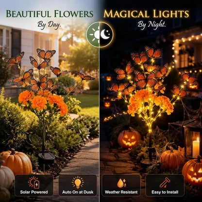 Solar Marigold Butterfly Memorial Garden Lights