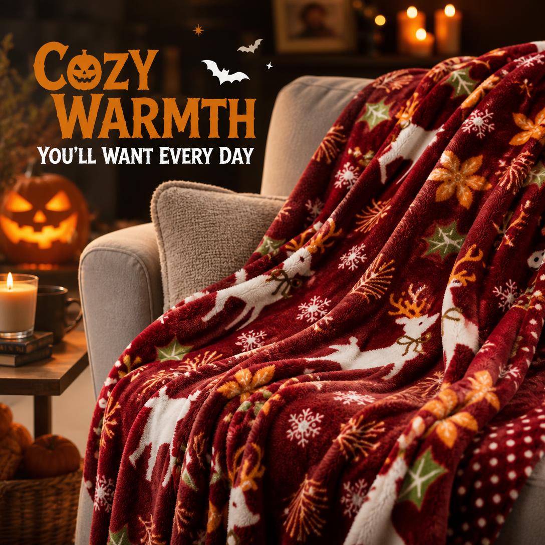 Oversized Halloween Plush Throw Blanket