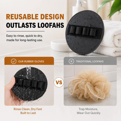 2-Pack Soft Rubber Exfoliating Gloves