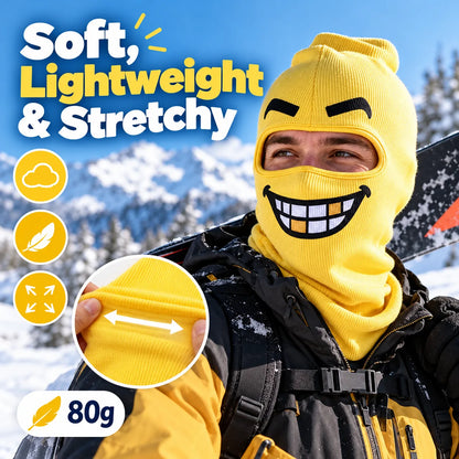 🎁Funny Smiley Face Ski Mask – Lightweight Knit Winter Balaclava for Skiing & Snowboarding