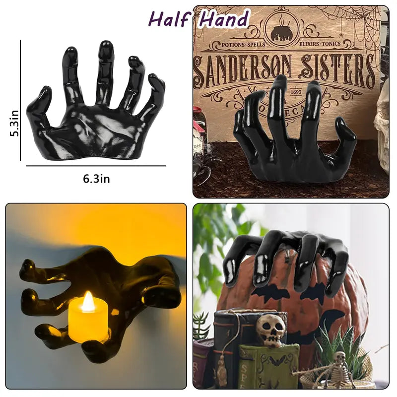 3-Pack Creepy Reaching Hands Halloween Wall Decor with LED Candles