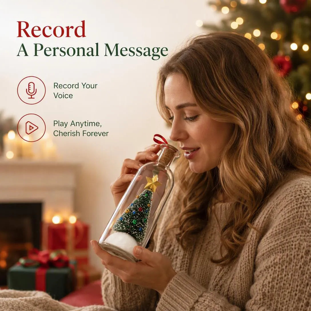 Recordable Christmas Message Bottle Keepsake With Snowy Tree