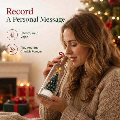 Recordable Christmas Message Bottle Keepsake With Snowy Tree