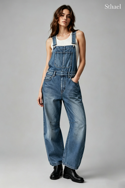 Women’s Relaxed Wide-Leg Denim Overalls