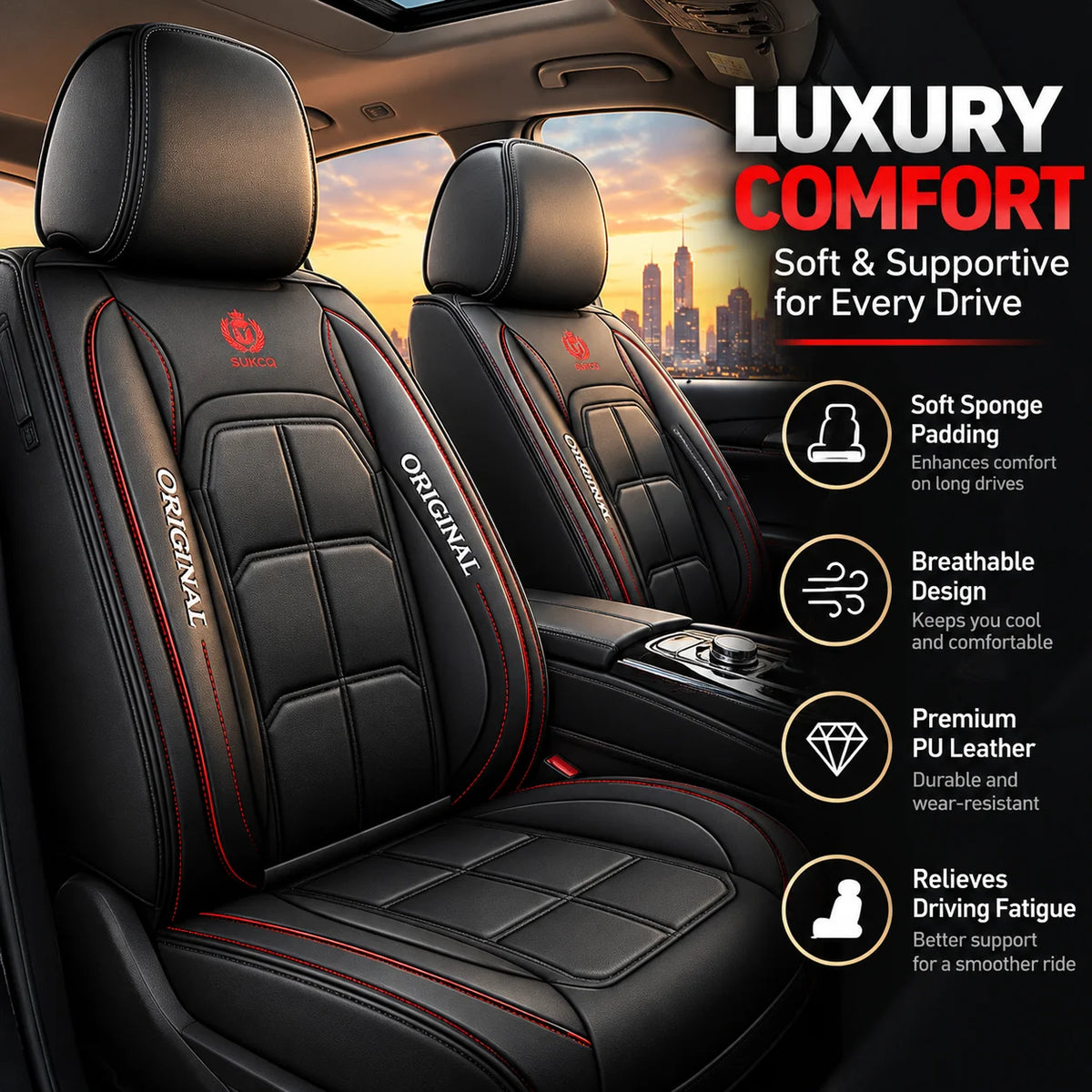 🎁Universal 9D PU Leather Car Seat Covers – Full Seat Protection