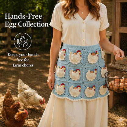 12-Pocket Chicken Egg Gathering Apron Crochet Pattern – Handmade Farmhouse Craft