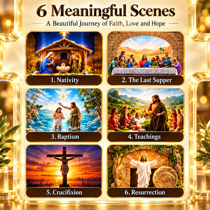 🎁Illuminated Biblical Story Cross With 6 Jesus Scenes