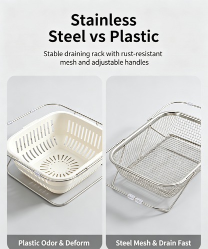Stainless Steel Expandable Over-The-Sink Colander