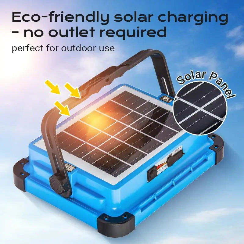 🎁Solar Rechargeable LED Work Light – 288 LEDs, Magnetic &amp; Waterproof