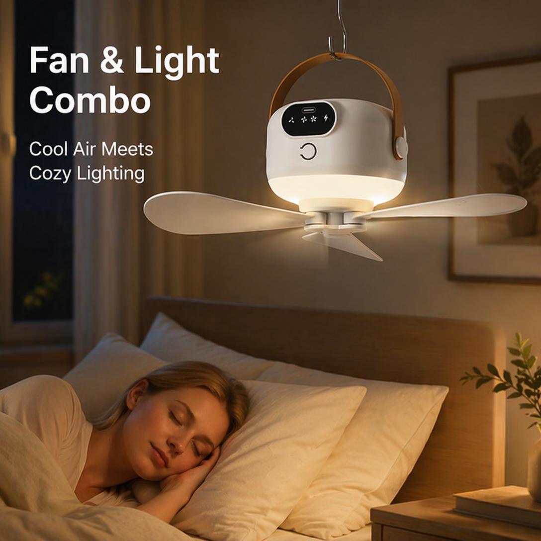 Rechargeable Portable Fan With LED Light & Remote Control