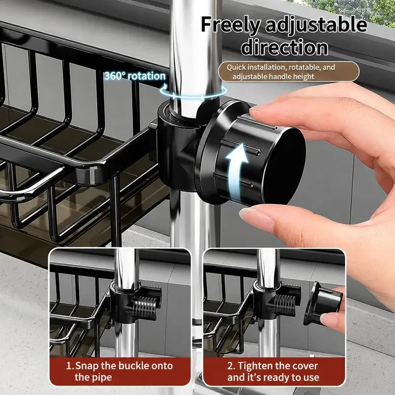 🎁Over Faucet Sink Organizer Rack With Detachable Drip Tray