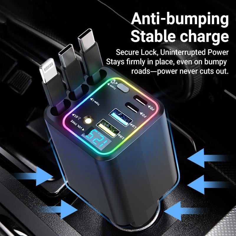 8-in-1 Ultimate Car Charger! Level up your drive with 60W Starlight projection