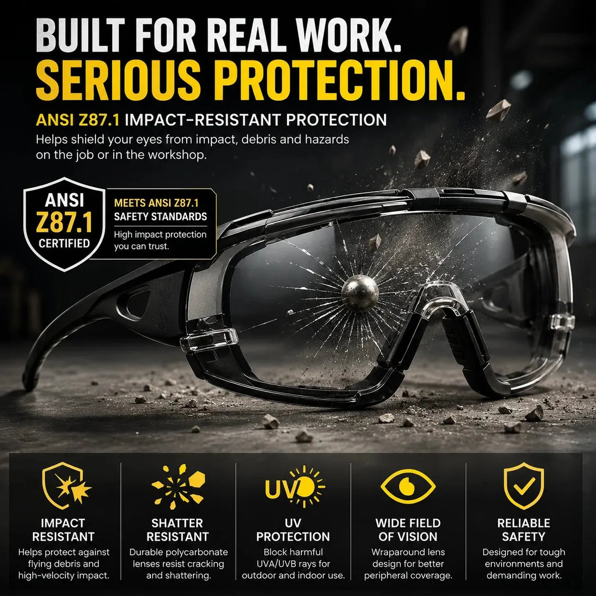 🎁Photochromic Safety Glasses With Wraparound Protection & Removable Foam Lining