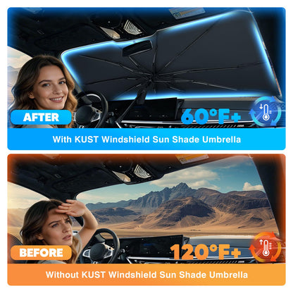 Foldable Windshield Sun Shade Umbrella 55" x 31" ☂️🚗 | Reflective Car Sunshade for Heat Insulation & UV Protection