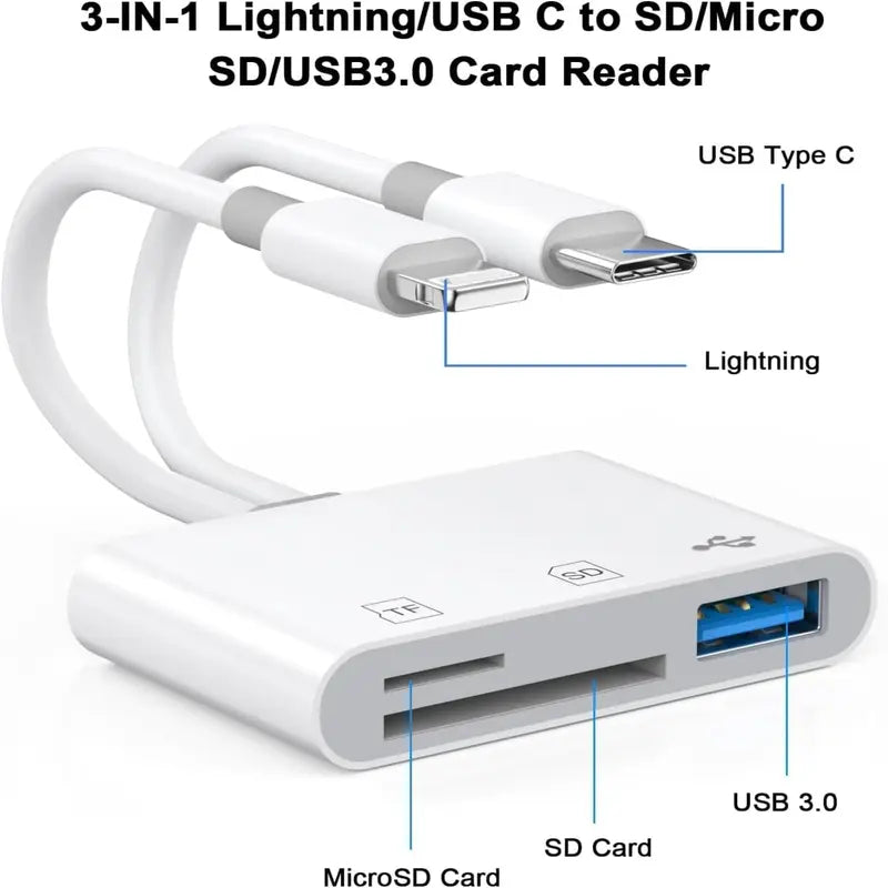 🎁Portable 3-in-1 SD TF Card Reader With Dual Connectors