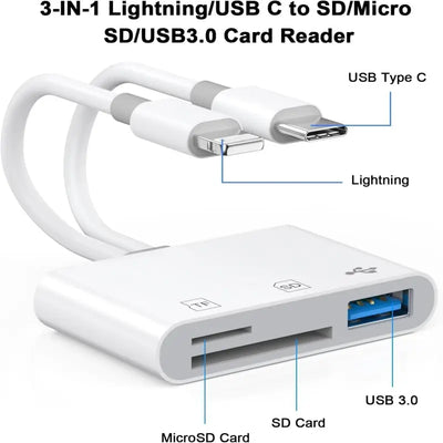 🎁Portable 3-in-1 SD TF Card Reader With Dual Connectors
