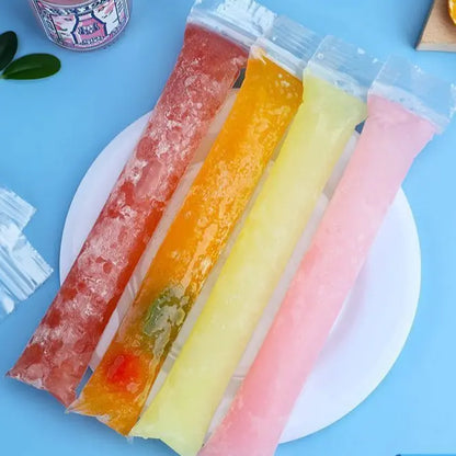 100 Pack Disposable Ice Pop Mold Bags with Silicone Funnel – BPA-Free Ziplock Freezer Pouches for Homemade Frozen Treats 🍧