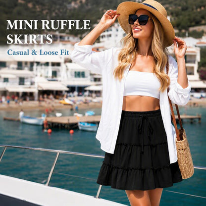 Boho Skirts for Women Flowy Casual Cute Skorts Built-in Shorts