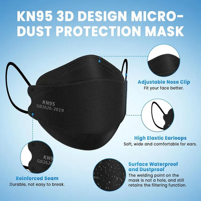 😷 100Pcs KN95 Masks – 5-Ply, 95% Filtration, Individually Wrapped