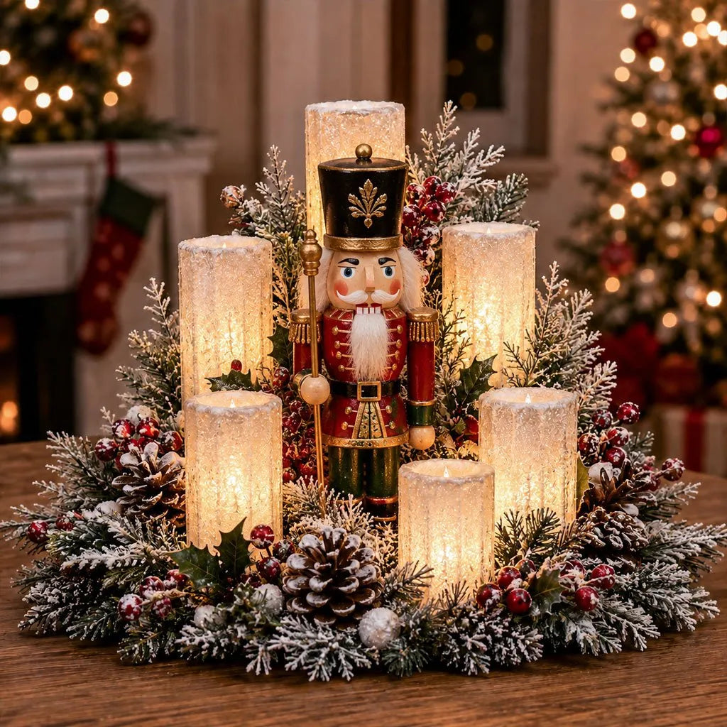 🎁Christmas Lighted Centerpiece With Flameless Candle Glow