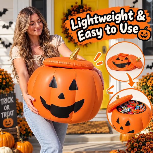 🎁Inflatable Halloween Pumpkin Bucket – Candy Holder & Party Decor