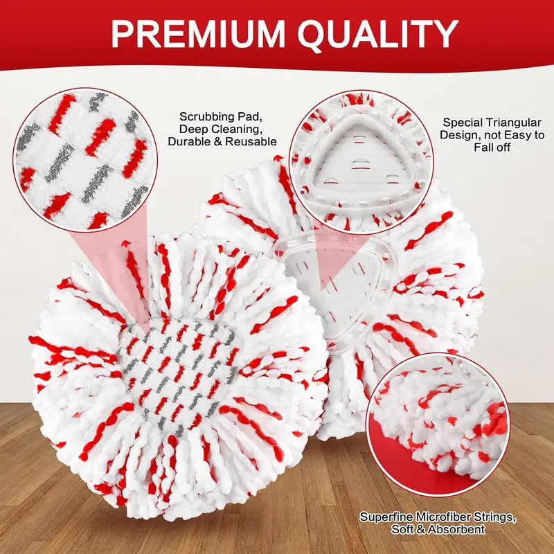 Upgraded Spin Mop Replacement Head with Built-in Scrub Pad